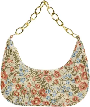 Verdusa Women's Floral Top Handle Hobo Bags Metal Chain Crescent Bag Handbags