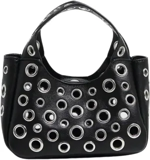 Verdusa Women's Hollow Out Metal Chain Crossbody Bags Punk Leather Tops Handle Satchel Purses