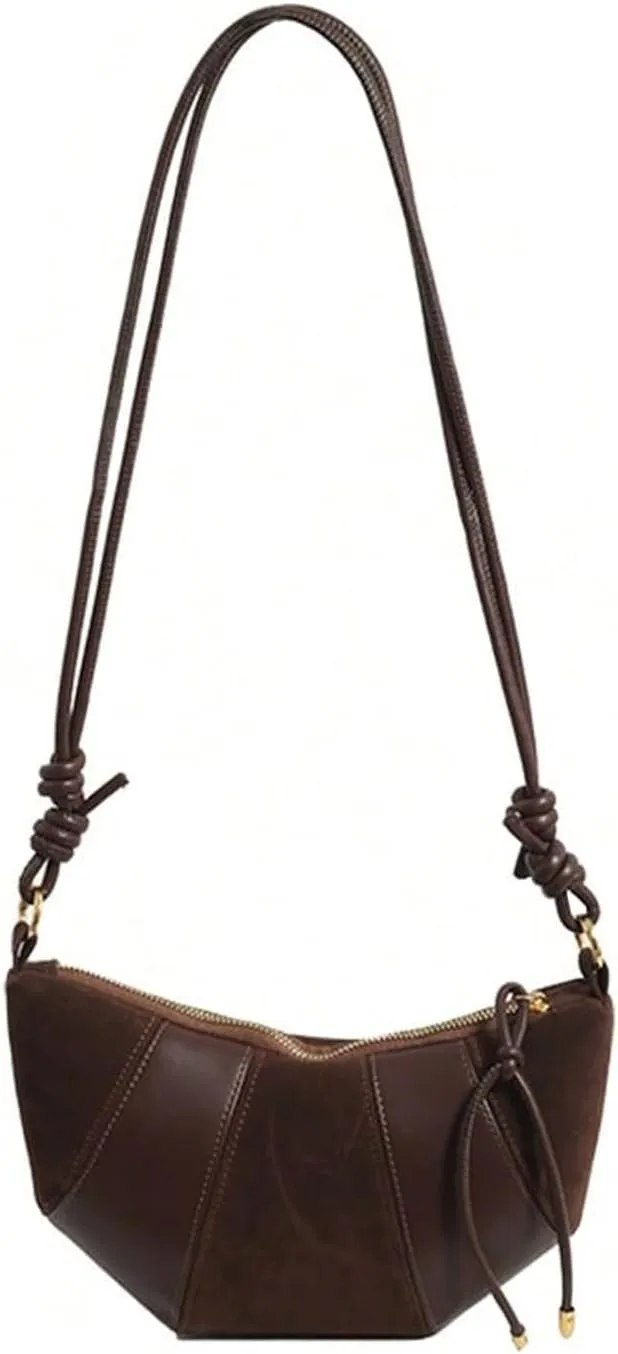Verdusa Women's Ox Horn PU Leather Hobo Commute Zipper Top Vintage Plain Shoulder Bag