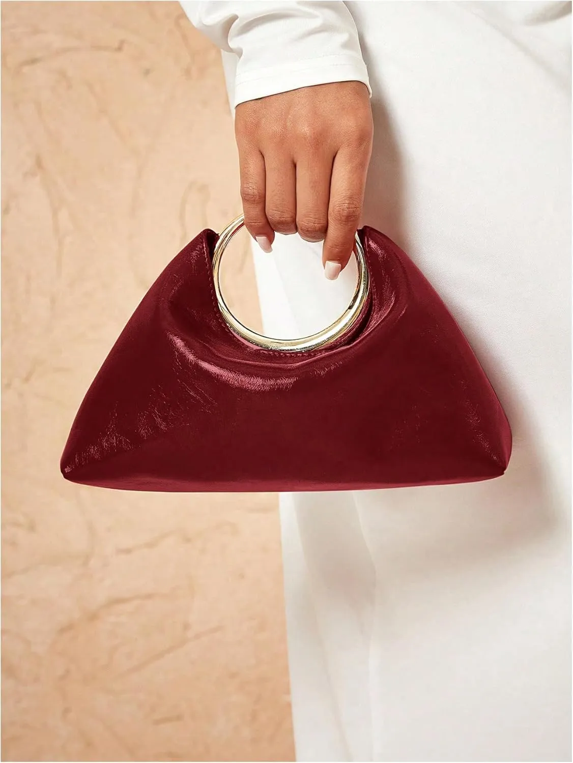 Verdusa Women's PU Leather Evening Bags Top Handle Clutch Purses