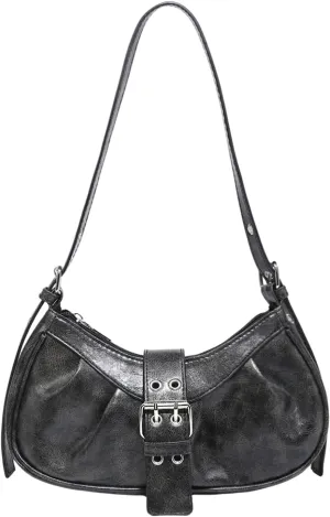 Verdusa Women's PU Leather Punk Rivet Shoulder Bags Vintage Handbag Purses