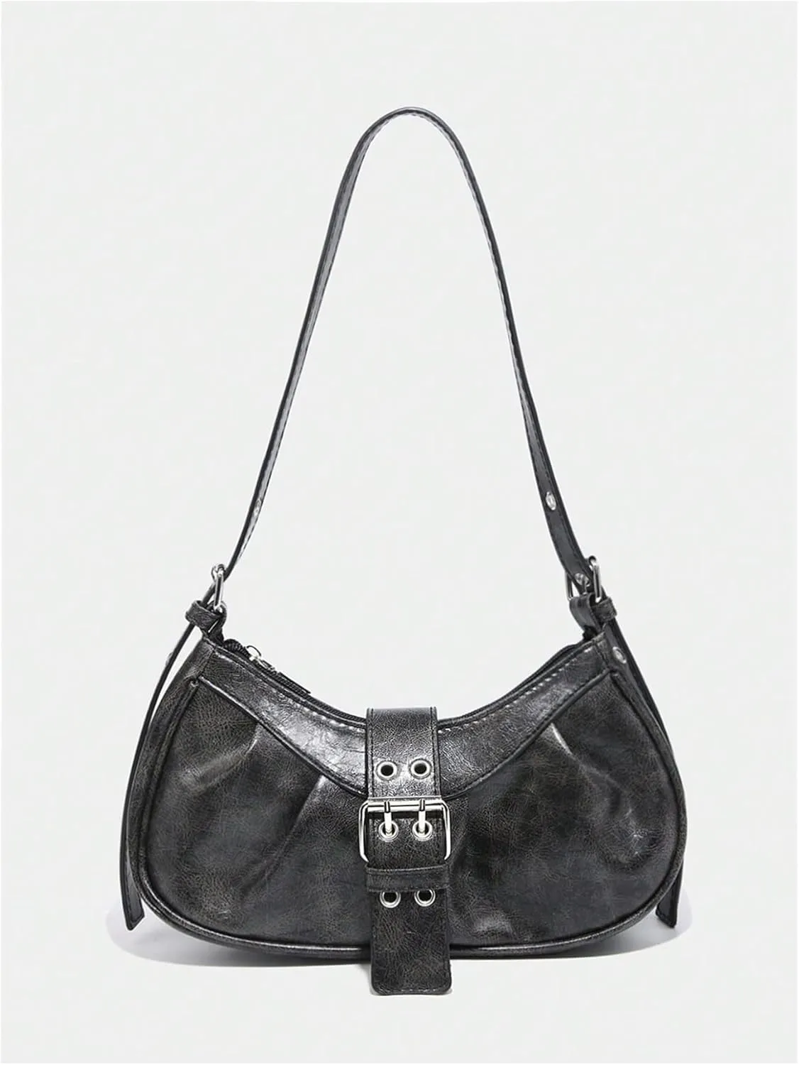 Verdusa Women's PU Leather Punk Rivet Shoulder Bags Vintage Handbag Purses