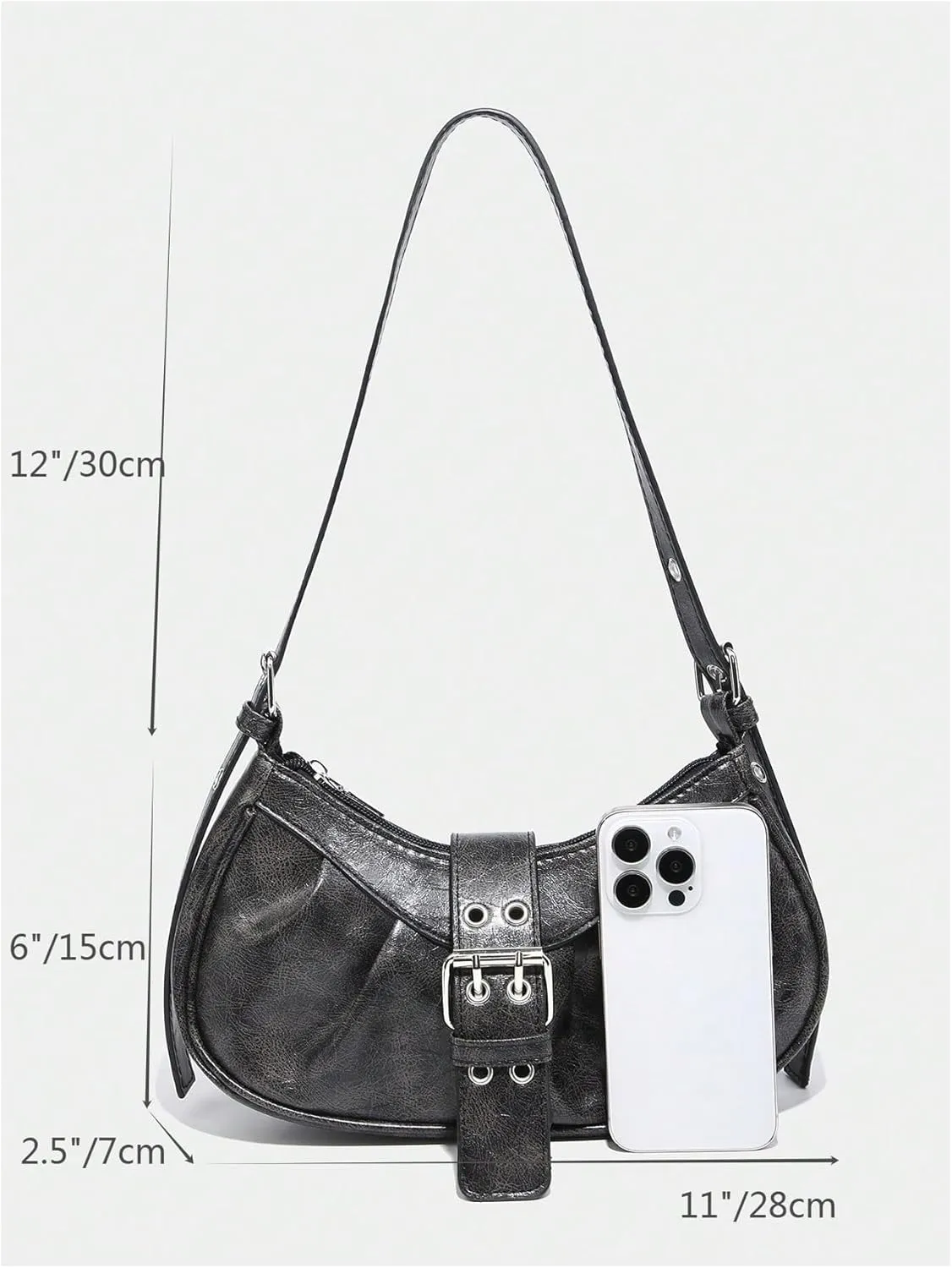 Verdusa Women's PU Leather Punk Rivet Shoulder Bags Vintage Handbag Purses