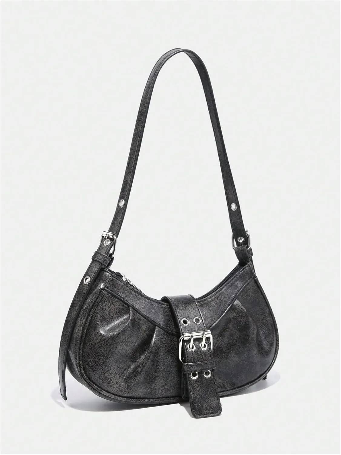 Verdusa Women's PU Leather Punk Rivet Shoulder Bags Vintage Handbag Purses