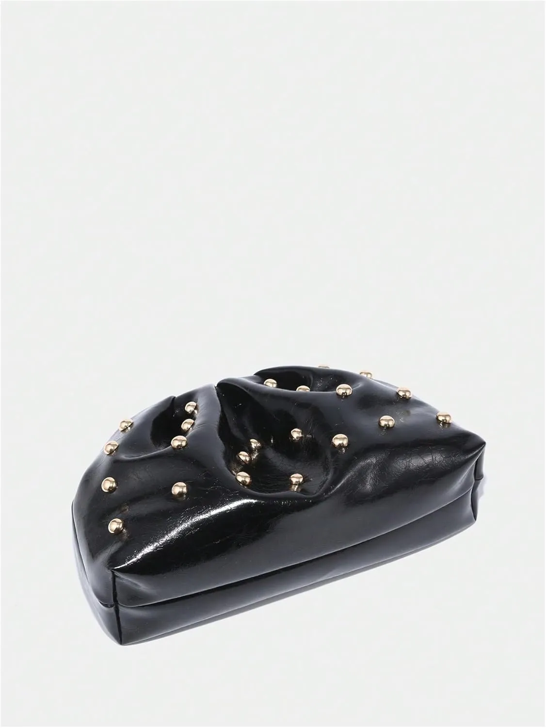 Verdusa Women's PU Leather Studded Clutch Handbags Retro Magnet Ruched Evening Bags