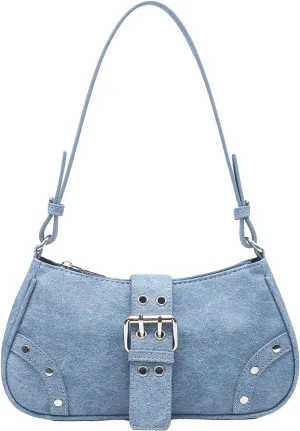 Verdusa Women's Punk Rivet PU Leather Shoulder Bags Casual Hobo Handbag