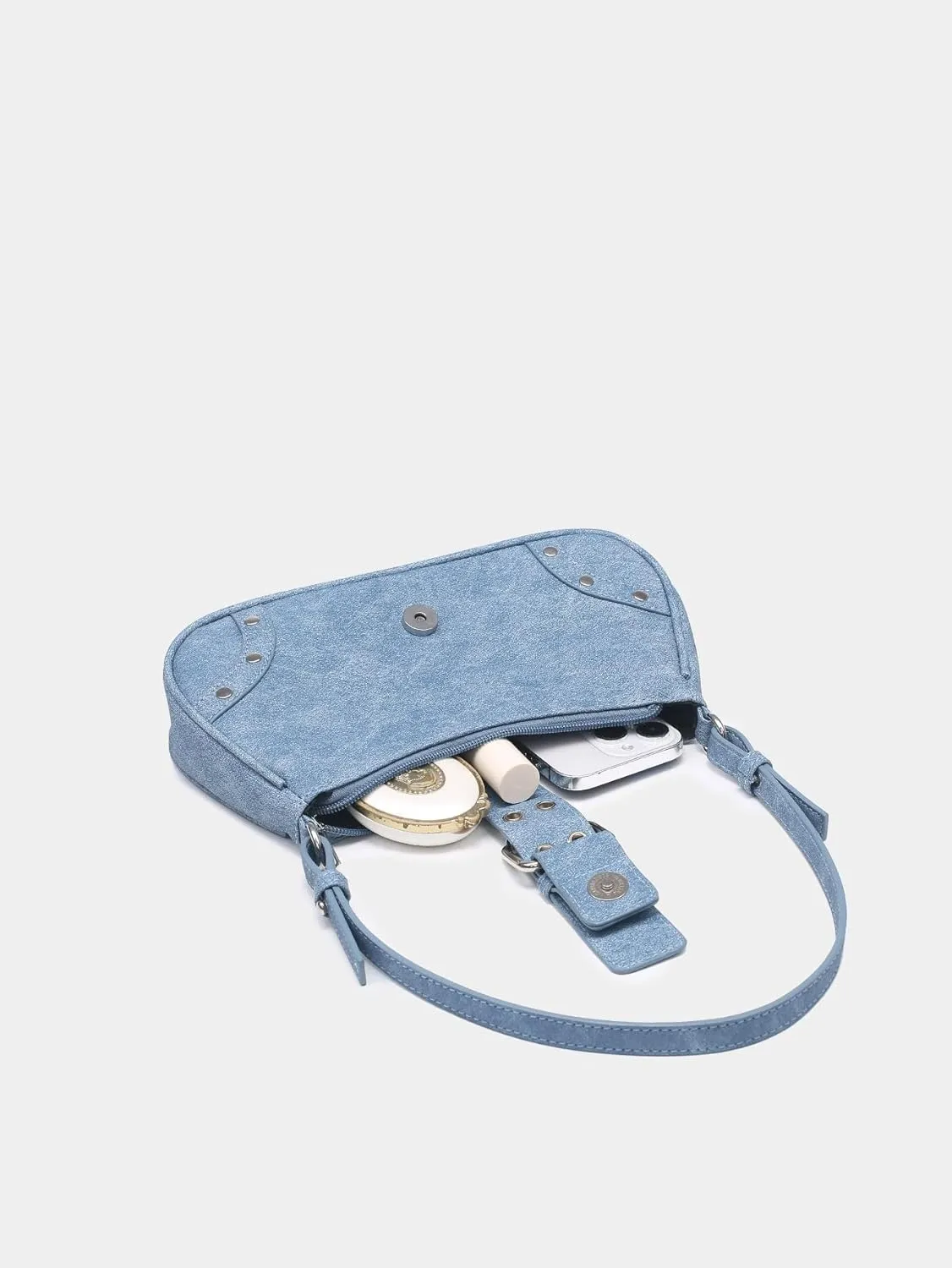 Verdusa Women's Punk Rivet PU Leather Shoulder Bags Casual Hobo Handbag