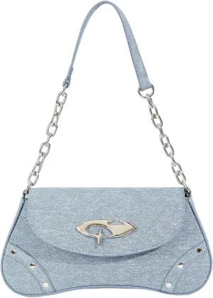 Verdusa Women's Punk Studded Flap Leather Bags Chain Top Handle Underarm Shoulder Bag