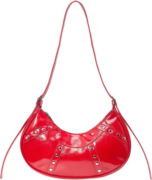 Verdusa Women's Punk Studded PU Leather Shoulder Handbags Top Handle Underarm Bag