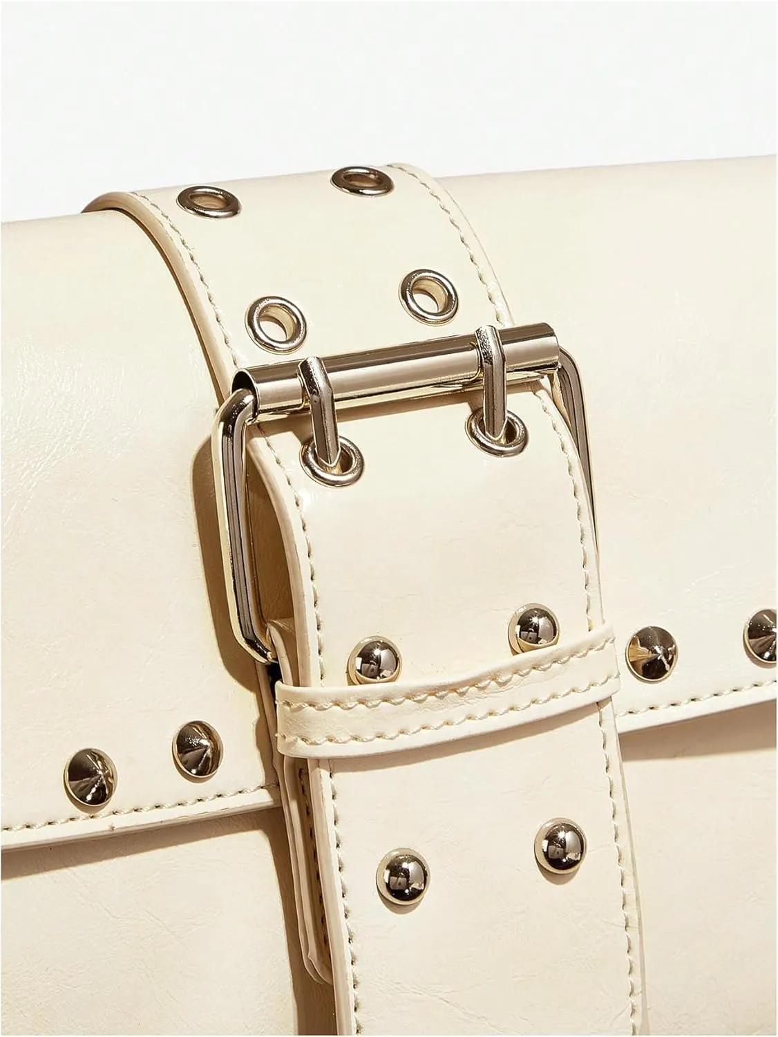 Verdusa Women's Shoulder Bag Y2K Handbag Rivet Punk Hobo Purse with Buckle