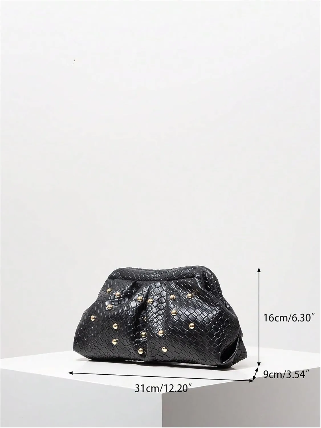 Verdusa Women's Studded Braided Handbags Vintage Ruched Clutch Purses Bags
