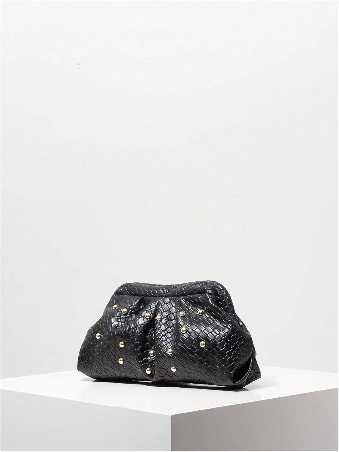 Verdusa Women's Studded Braided Handbags Vintage Ruched Clutch Purses Bags