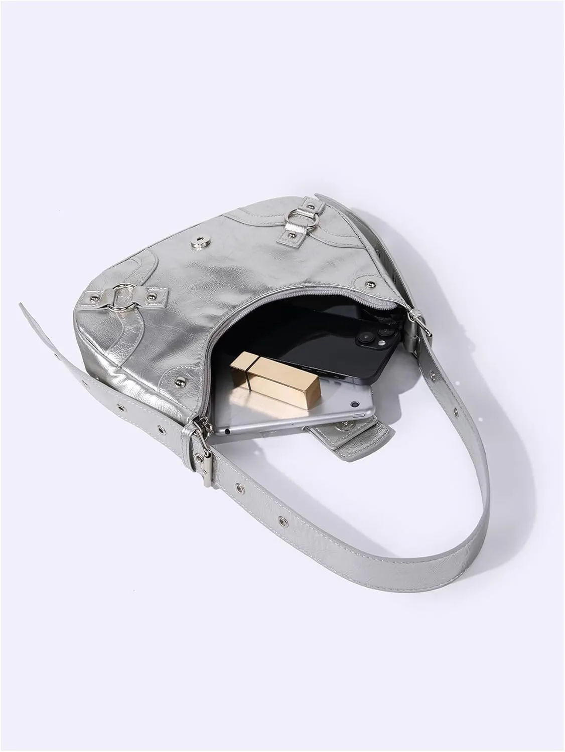 Verdusa Women's Studded PU Leather Clutch Shoulder Tote Handbag Adjustable Strap Boho Bags