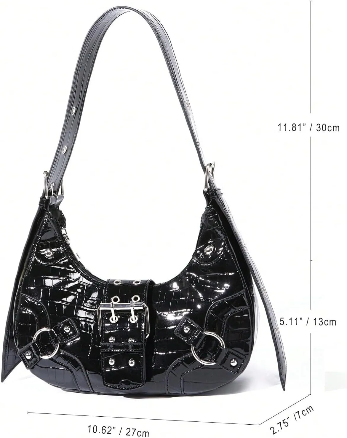Verdusa Women's Studded PU Leather Clutch Shoulder Tote Handbag Adjustable Strap Boho Bags
