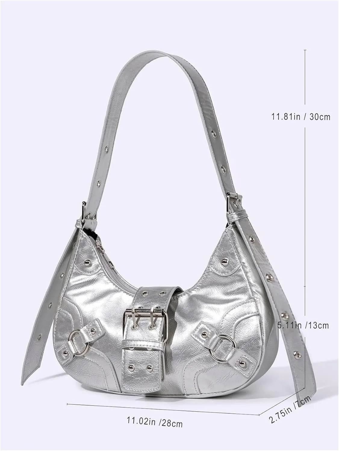 Verdusa Women's Studded PU Leather Clutch Shoulder Tote Handbag Adjustable Strap Boho Bags