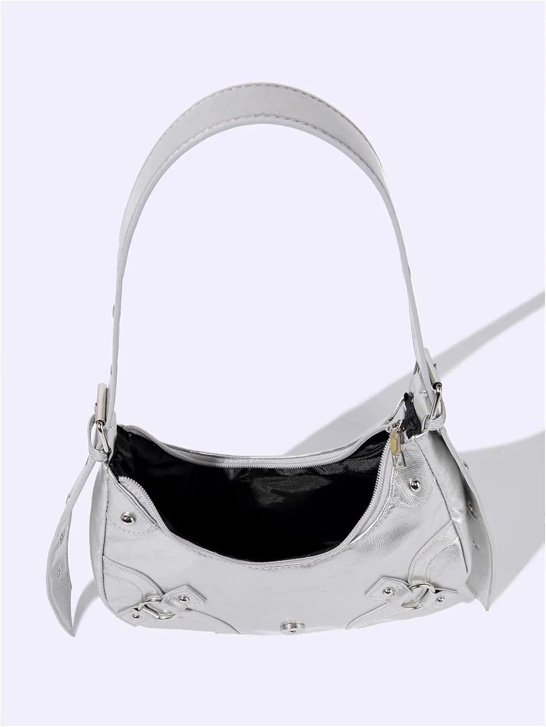 Verdusa Women's Studded PU Leather Clutch Shoulder Tote Handbag Adjustable Strap Boho Bags