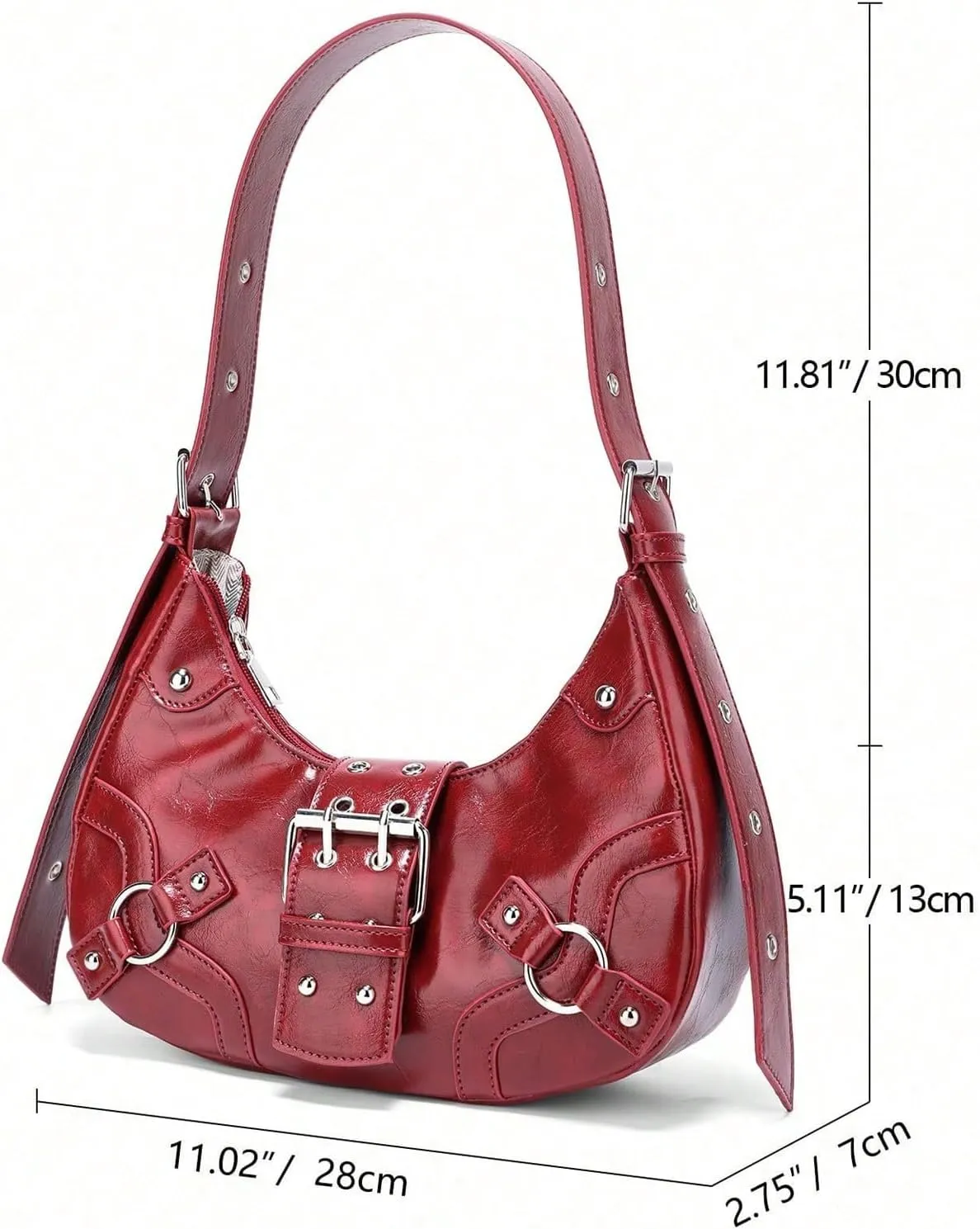 Verdusa Women's Studded PU Leather Clutch Shoulder Tote Handbag Adjustable Strap Boho Bags