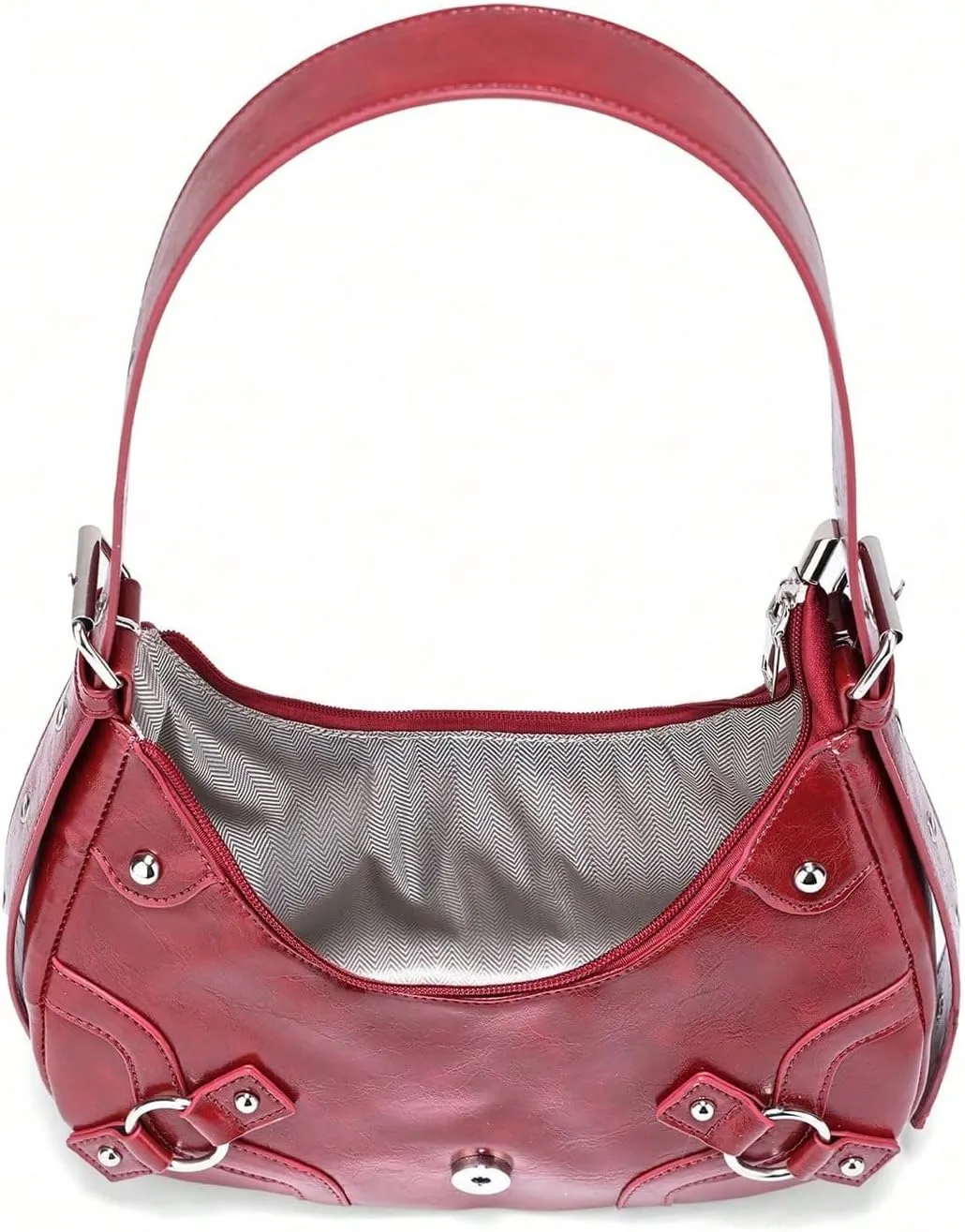 Verdusa Women's Studded PU Leather Clutch Shoulder Tote Handbag Adjustable Strap Boho Bags