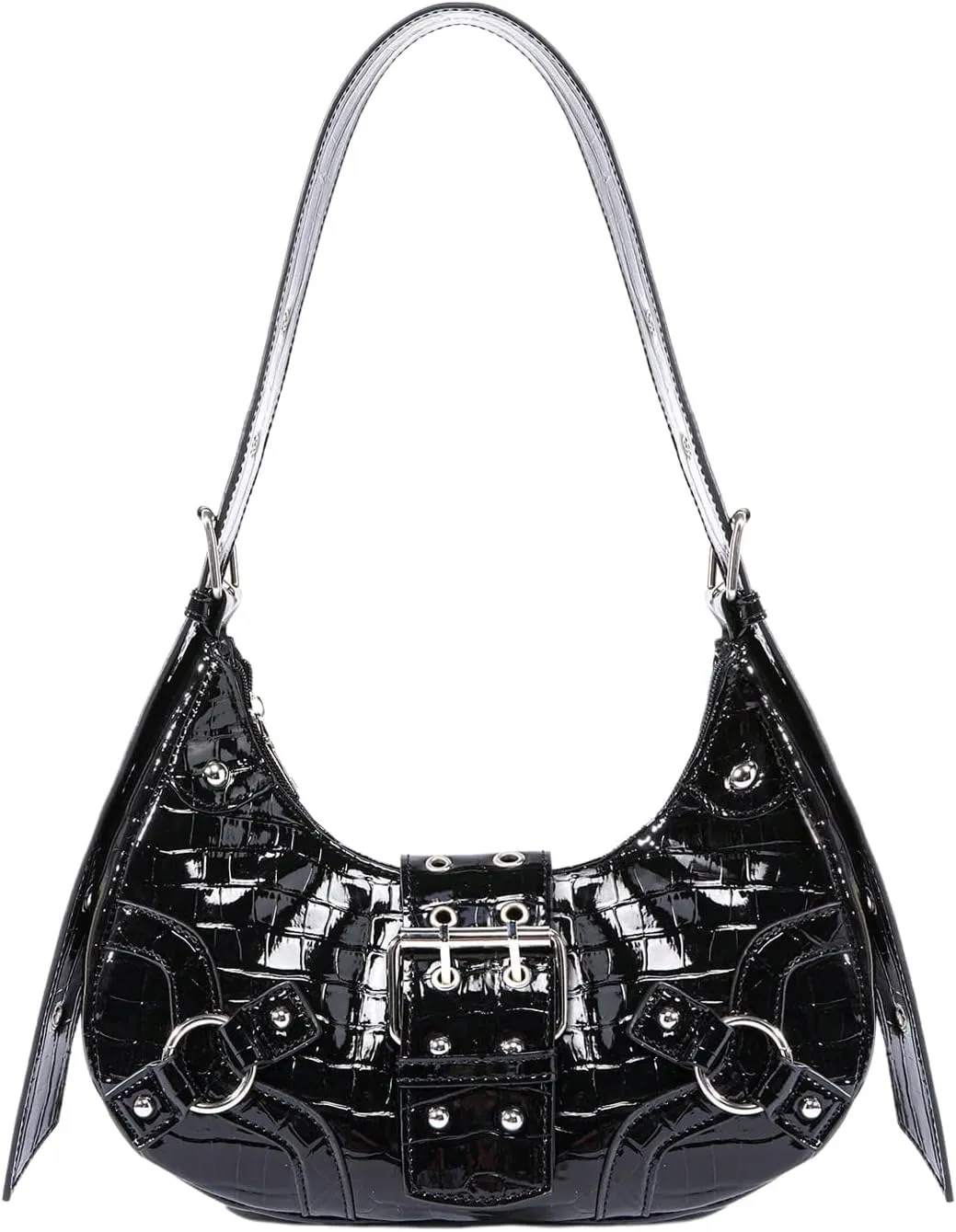 Verdusa Women's Studded PU Leather Clutch Shoulder Tote Handbag Adjustable Strap Boho Bags
