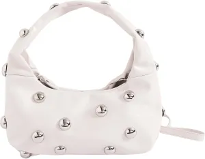 Verdusa Women's Studded PU Leather Shoulder Bag Punk Zipper Top Handle Crescent Clutch Bags