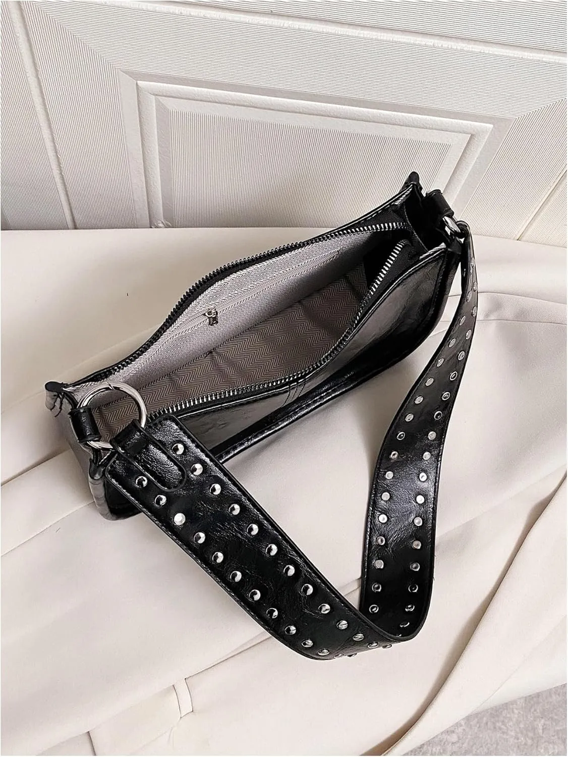 Verdusa Women's Studded PU Leather Shoulder Bags Casual Crossbody Purse Handbags