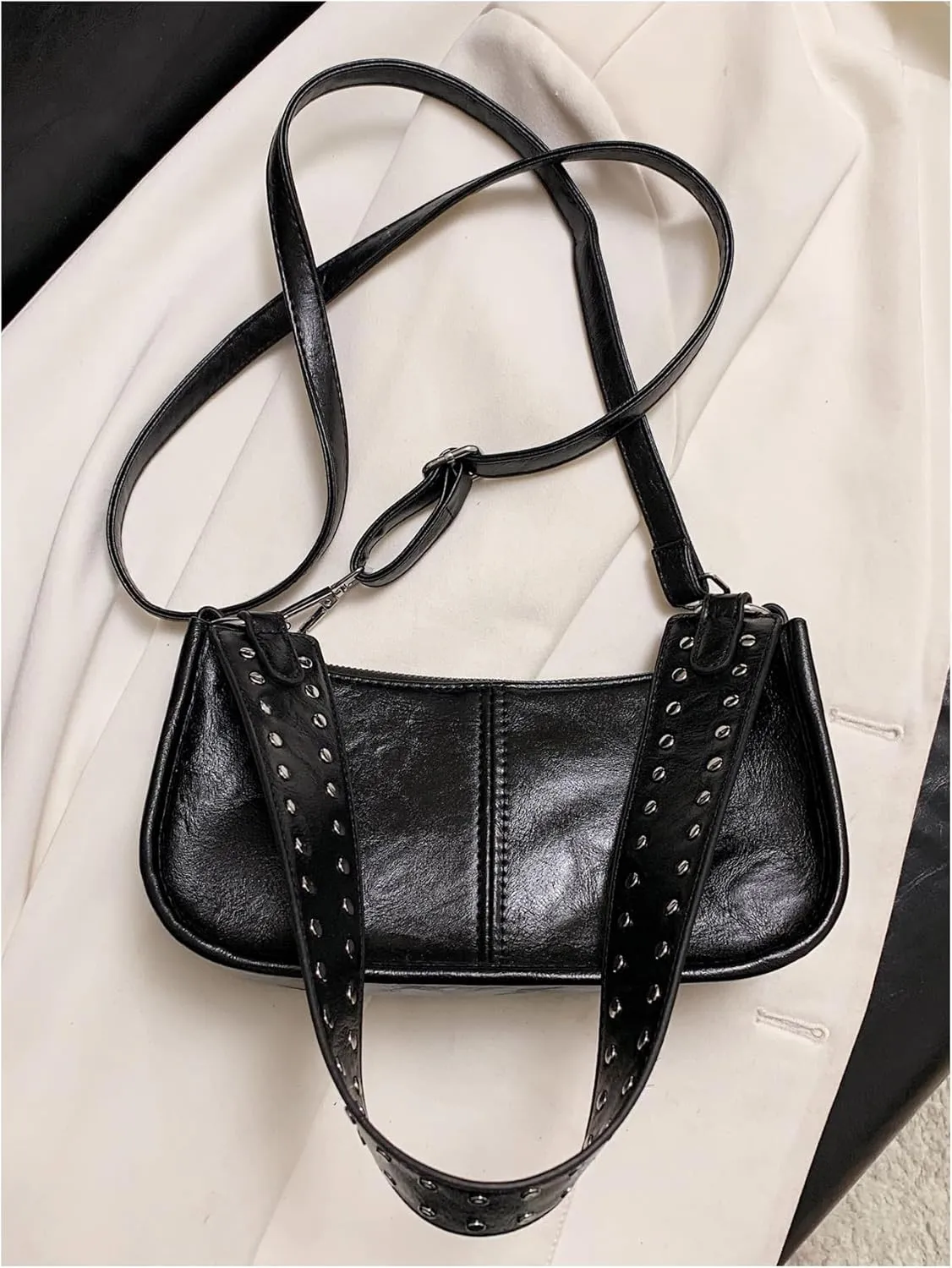Verdusa Women's Studded PU Leather Shoulder Bags Casual Crossbody Purse Handbags