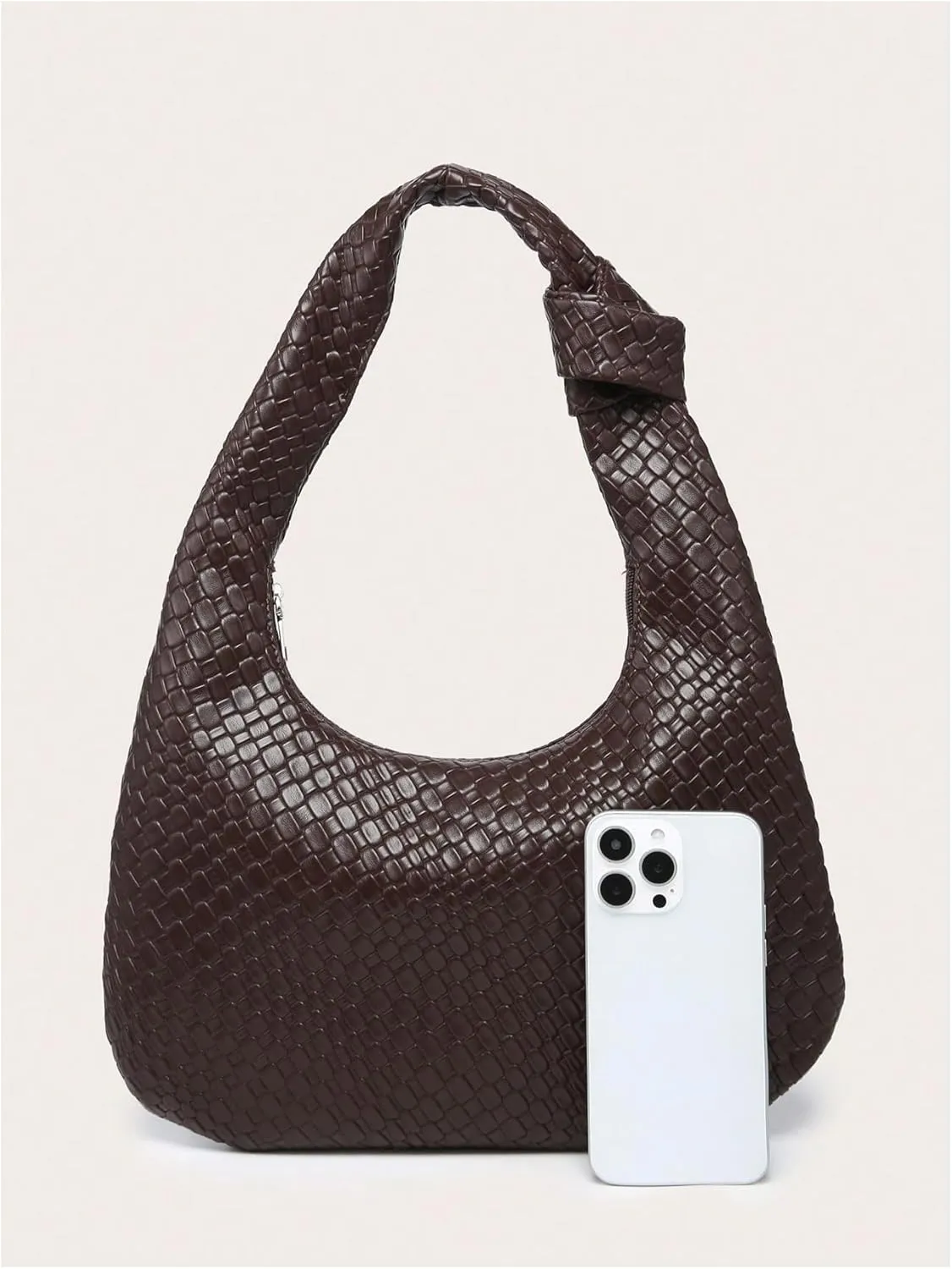Verdusa Women's Studded PU Leather Shoulder Handbags Vintage Zipper Hobo Purses Clutch Bags