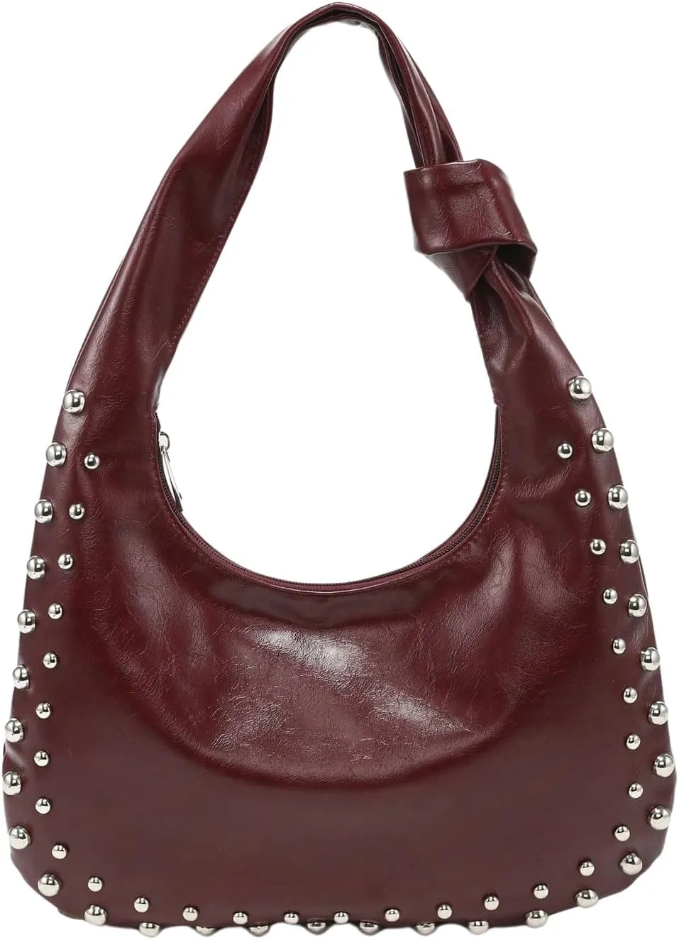 Verdusa Women's Studded PU Leather Shoulder Handbags Vintage Zipper Hobo Purses Clutch Bags