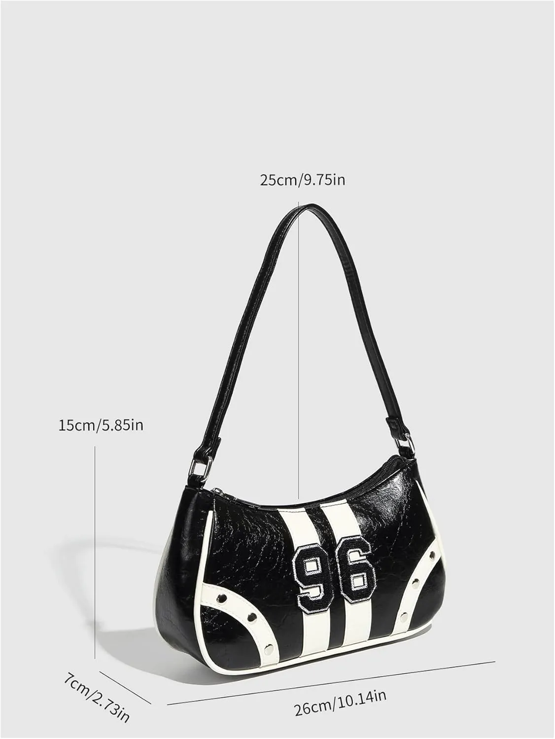 Verdusa Women's Y2K Studded Colorblock Shoulder Handbags Top Handle Leather Underarm Bags