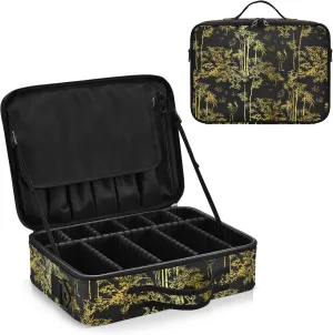 Vinatge Golden Crane Travel Makeup Bag, Makeup Bags for Women, Travel Makeup Train Case, Professional Cosmetic Case Organizer Portable Artist Storage Bag for Cosmetics Makeup