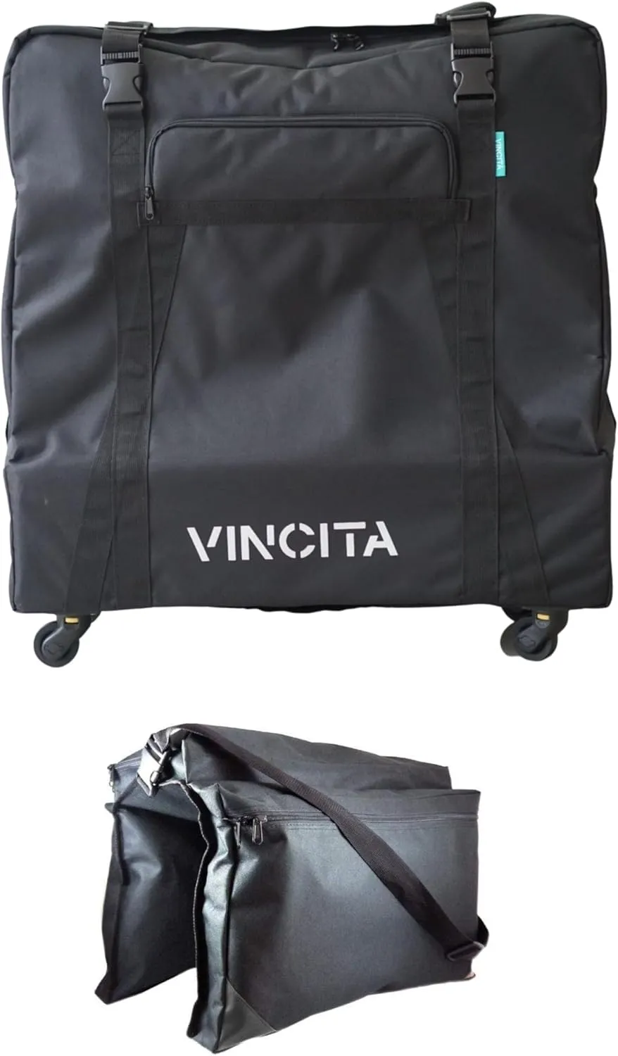 Vincita Sightseer 4.0 Soft Transport Bag for Brompton Folding Bicycle - with Garment Bag, Four Detachable Wheels and Shoulder Strap Brompton Bike Bag Lightweight Solution for Air Traveling