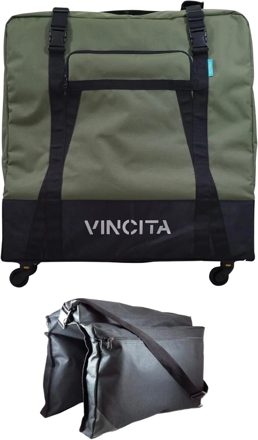 Vincita Sightseer 4.0 Soft Transport Bag for Brompton Folding Bicycle - with Garment Bag, Four Detachable Wheels and Shoulder Strap Brompton Bike Bag Lightweight Solution for Air Traveling