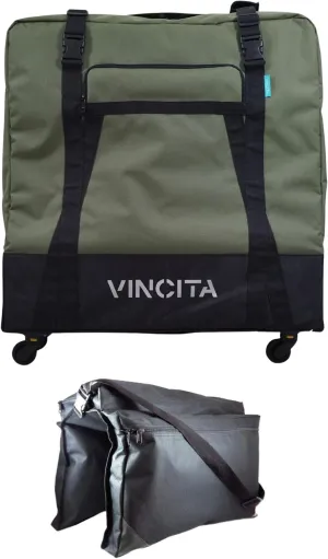 Vincita Sightseer 4.0 Soft Transport Bag for Brompton Folding Bicycle - with Garment Bag, Four Detachable Wheels and Shoulder Strap Brompton Bike Bag Lightweight Solution for Air Traveling