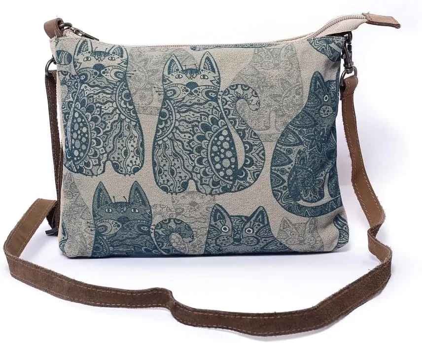 Vintage Cat - Wristlet Wallets for Women, Crossbody Sling Bags, Cotton Canvas Purses, 100% Cotton Canvas