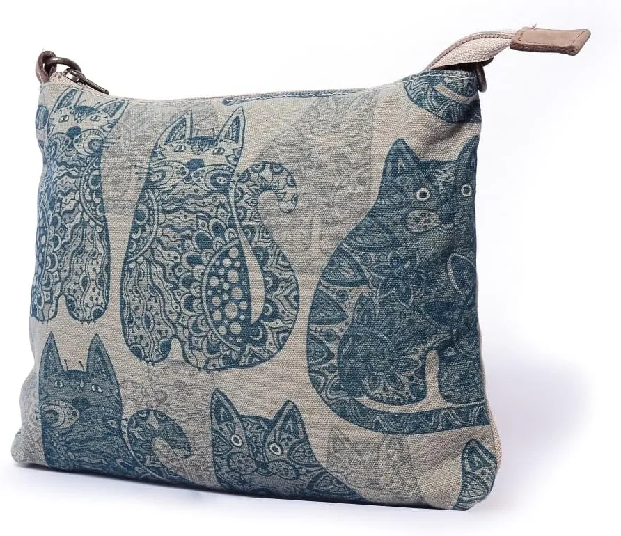 Vintage Cat - Wristlet Wallets for Women, Crossbody Sling Bags, Cotton Canvas Purses, 100% Cotton Canvas