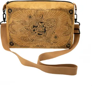 Vintage Fiber Paper Cosmetic Bag,Trendy Soft Lightweight Medium Zipper Oriental Crossbody Bag,Adjustable Strap Lady Gift