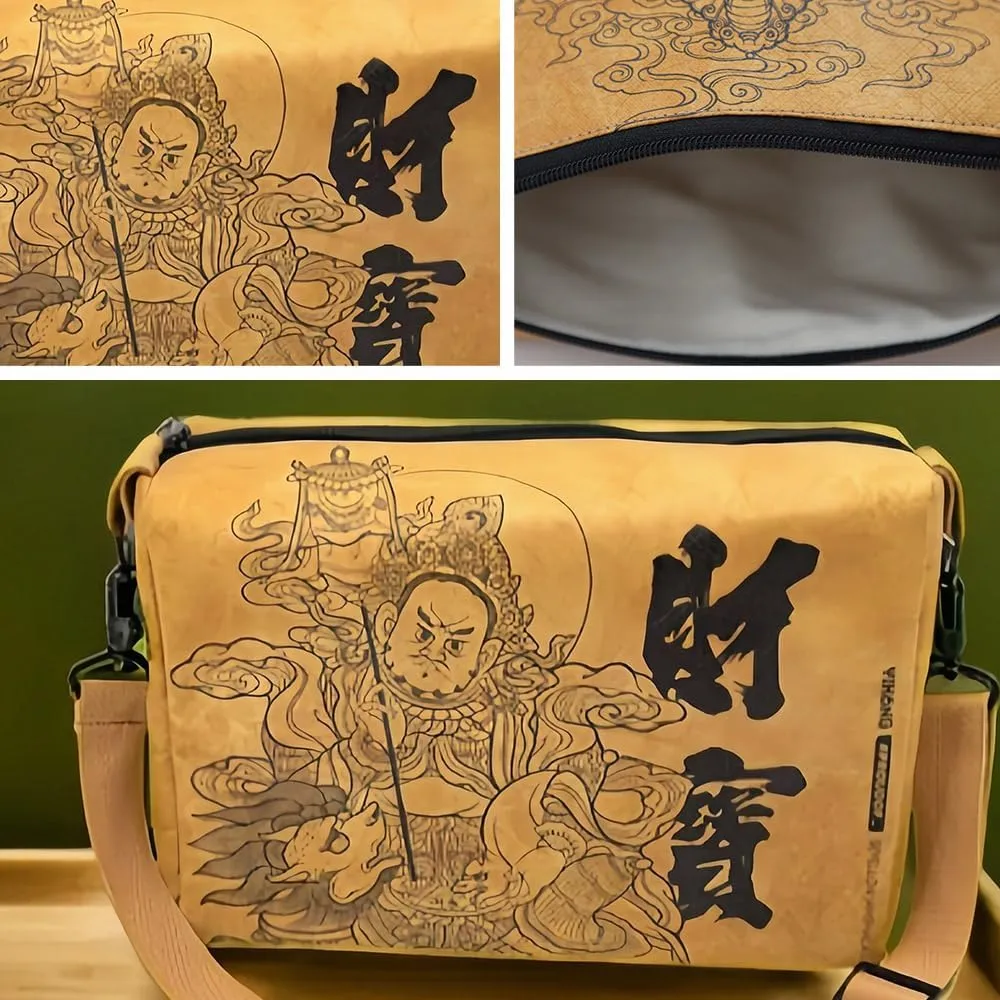 Vintage Fiber Paper Cosmetic Bag,Trendy Soft Lightweight Medium Zipper Oriental Crossbody Bag,Adjustable Strap Lady Gift