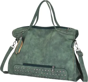 Vintage Leather Tote Bags Studded Purse Y2k Satchel Women Large Crossbody Bag