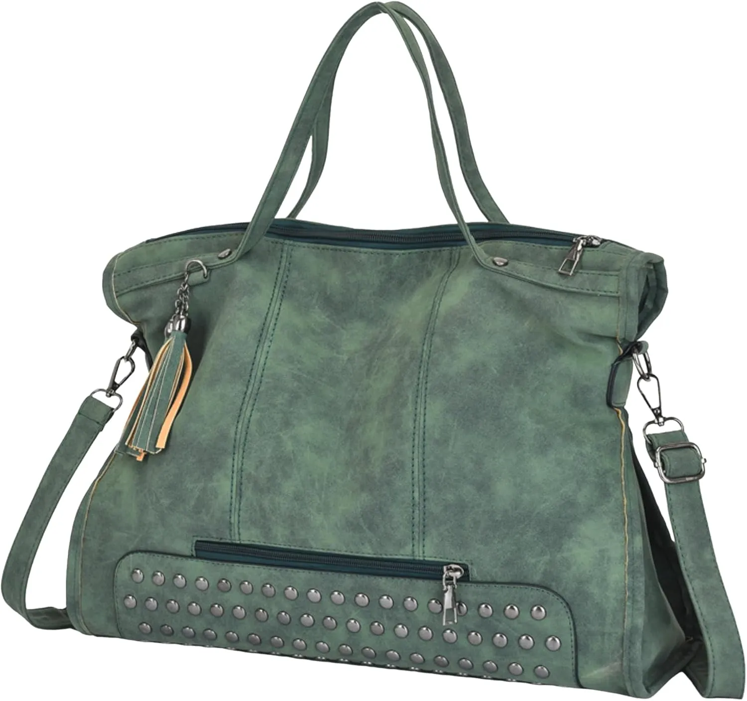 Vintage Leather Tote Bags Studded Purse Y2k Satchel Women Large Crossbody Bag