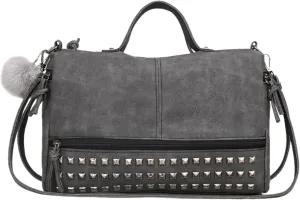 Vintage Leather Tote Bags Y2k Satchel Women Large Crossbody Bag Studded Purse