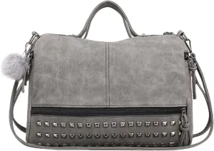 Vintage Leather Tote Bags Y2k Satchel Women Large Crossbody Bag Studded Purse