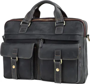 Vintage Men's Genuine Leather Briefcases 15.6 Inch Laptop Bag Business Computer Satchel Bags Handbag