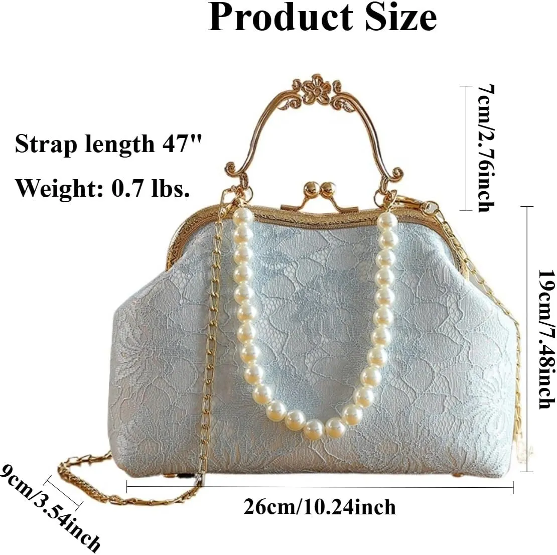 Vintage Pearl Purses for Women with Embroidered Floral Lace Large Capacity Evening Handbag Shoulder Crossbody Bags