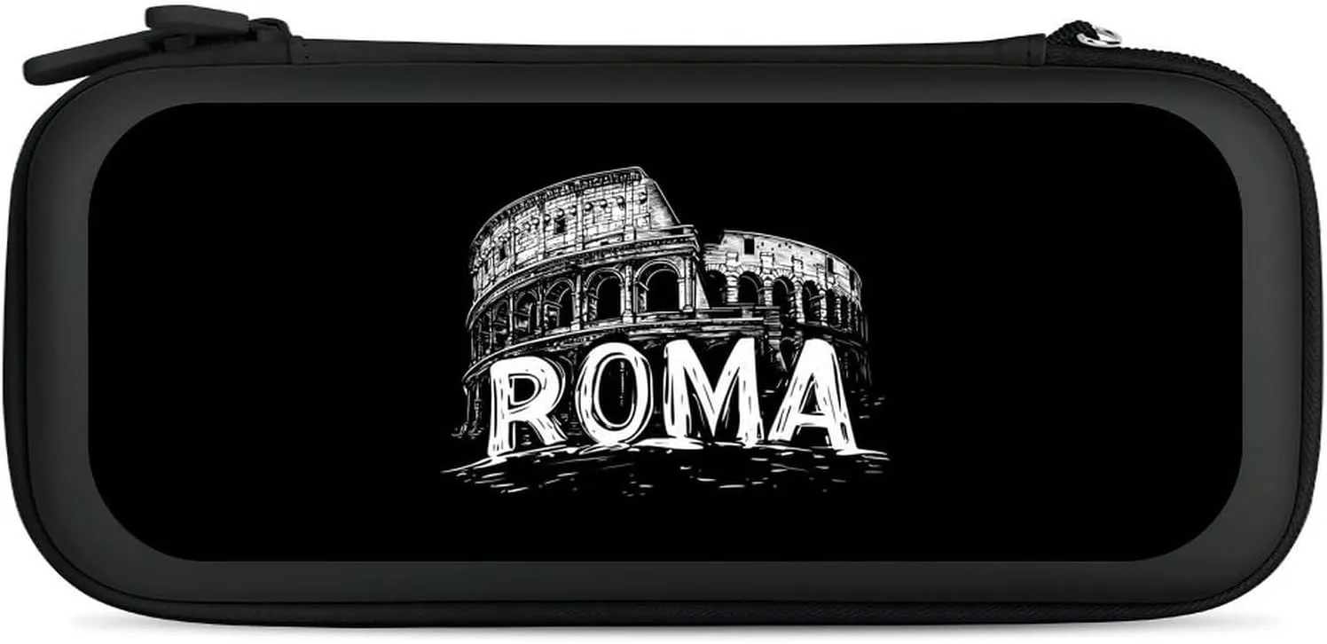 Vintage Roman Architecture Compatible with Switch Carrying Case Hard Travel Game Bag Pouch with 15 Games Accessories