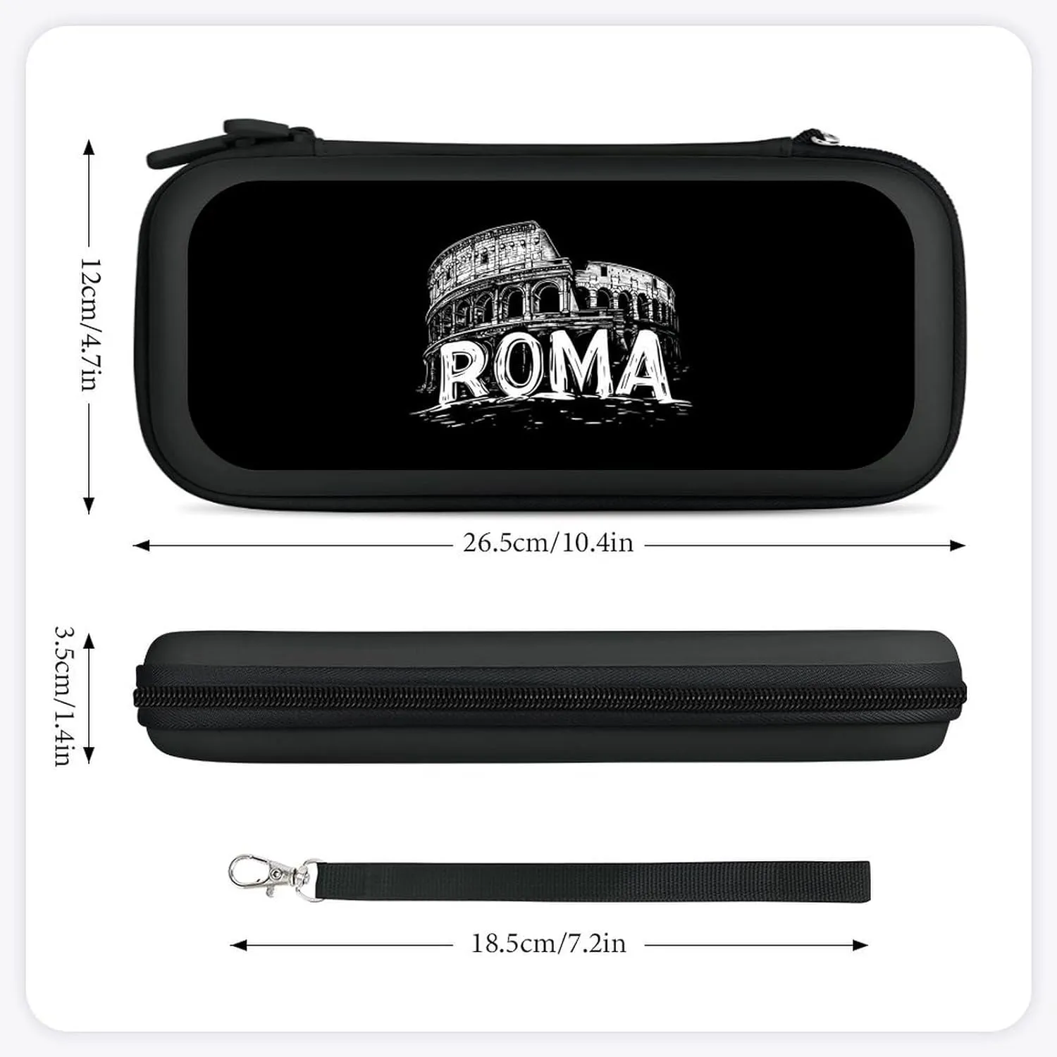 Vintage Roman Architecture Compatible with Switch Carrying Case Hard Travel Game Bag Pouch with 15 Games Accessories