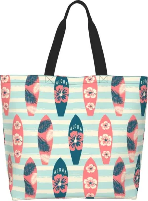 Vintage Surf Boards Women's Tote Bag Large Capacity Single Shoulder Bags Handbag for Shopping Work