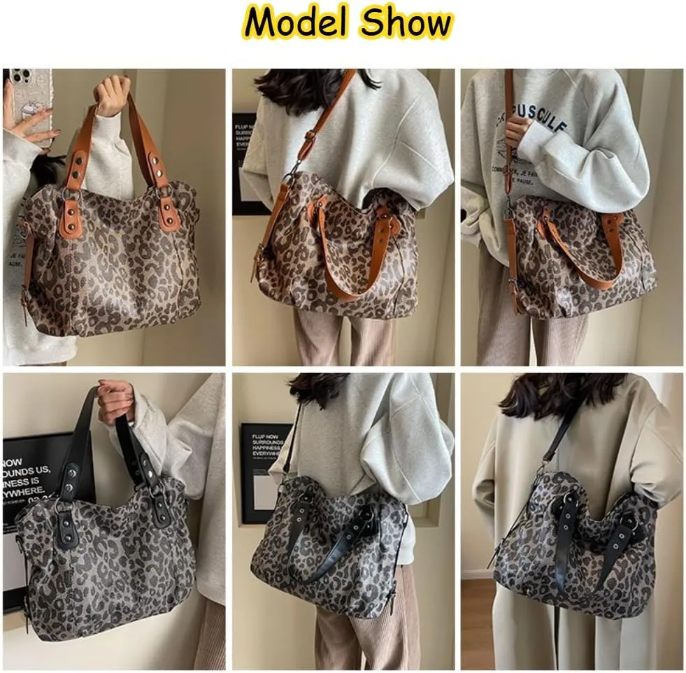 Vintage Tote Bag Y2k Leather Tote Bag Women Crossbody Bags Grunge Studded Purse Goth Accessories Brown Suede Handbag