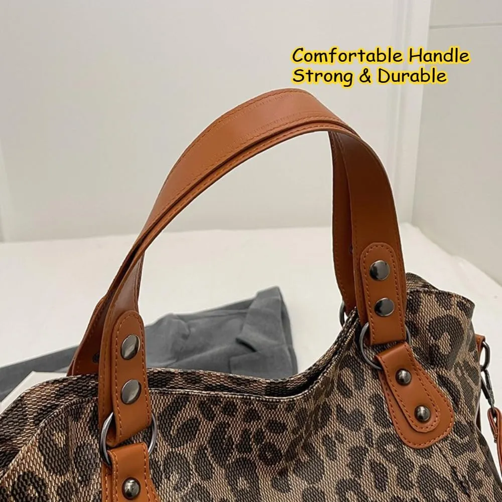 Vintage Tote Bag Y2k Leather Tote Bag Women Crossbody Bags Grunge Studded Purse Goth Accessories Brown Suede Handbag