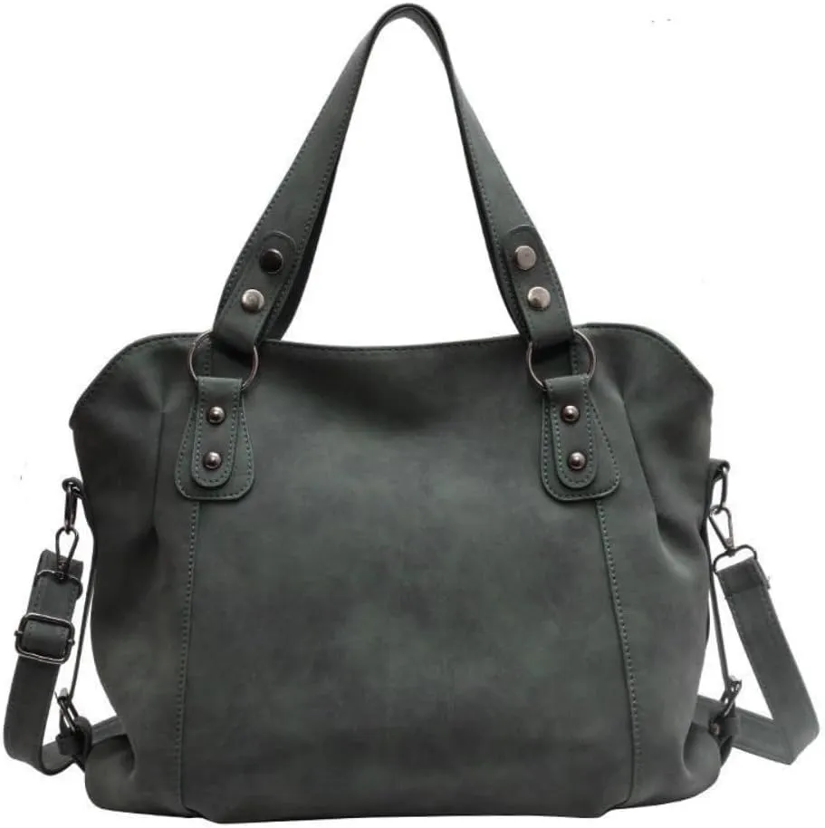 Vintage Tote Bag Y2k Leather Tote Bag Women Crossbody Bags Grunge Studded Purse Goth Accessories Brown Suede Handbag