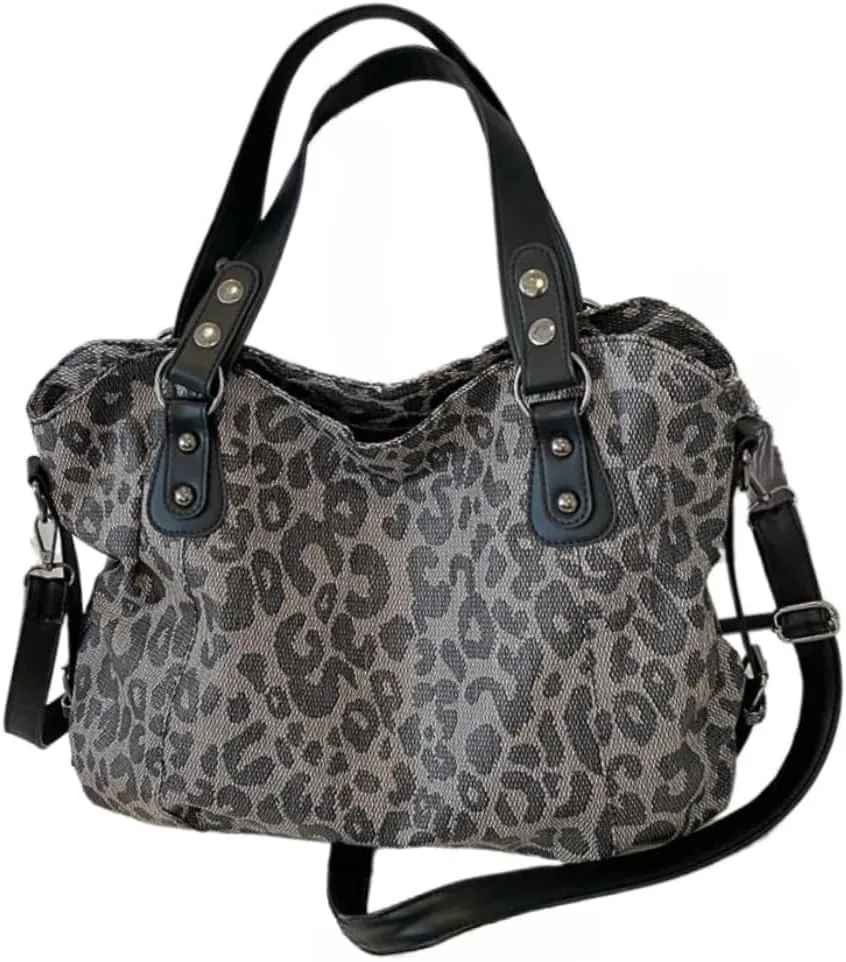 Vintage Tote Bag Y2k Leather Tote Bag Women Crossbody Bags Grunge Studded Purse Goth Accessories Brown Suede Handbag